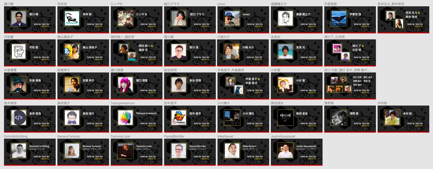 WordCamp Tokyo 2018 登壇者